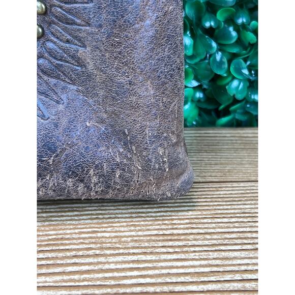 Patricia Nash Francesca Hand-Tooled, Studded Burnished Brown Crossbody Bag - Picture 4 of 14